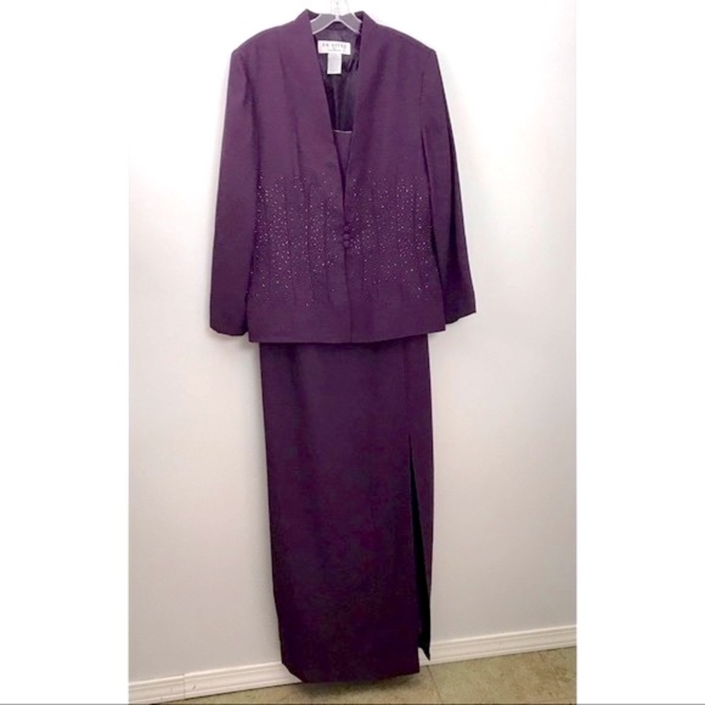 J.R. Nites Event Dress and Blazer Set Beaded